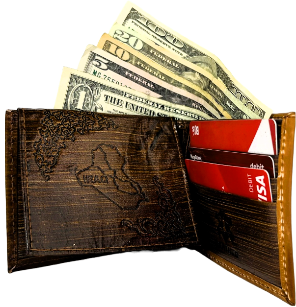 Handmade wallet for men, made from cow leather. (Ahmed احمد )  جلد طبيعي