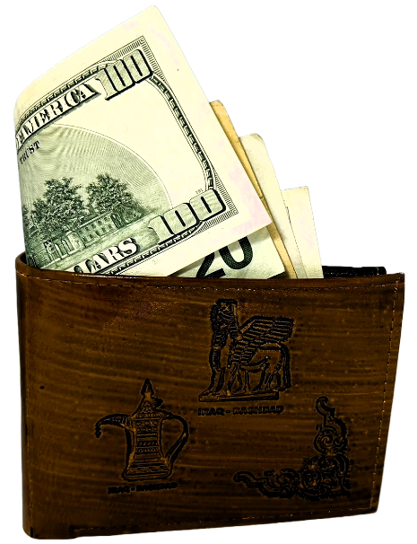 Handmade wallet for men, made from cow leather. (Hussain حُسَين ) جلد طبيعي