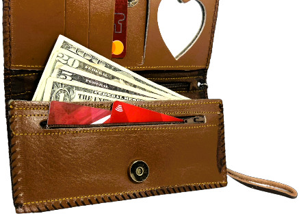 Handmade wallet for women, made from cow leather. ( Eman إيمان) جلد طبيعي