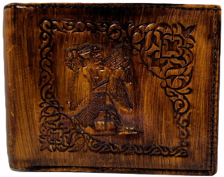 Men Handmade wallet of leather.   Hammurabi and Harp (جلد طبيعي)