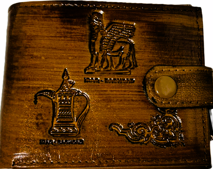 Men Handmade wallet of leather. Landmarks of Iraqi (جلد طبيعي)