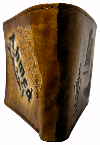 Handmade wallet for men, made from cow leather. (Ahmed احمد )  جلد طبيعي