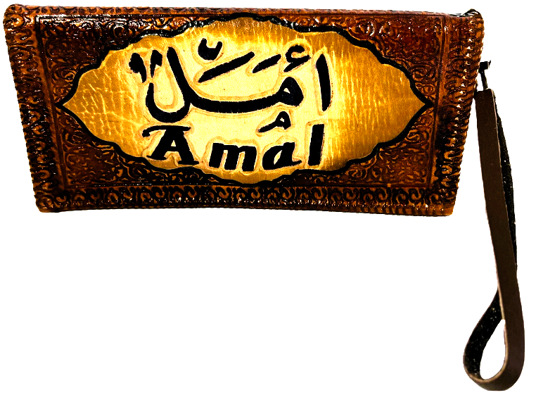 Handmade wallet for women, made from cow leather. (Amal أمل) جلد طبيعي