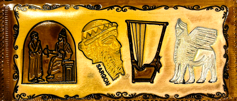 Handmade wallet for women, made from cow leather. Lamassu الثور المجنح