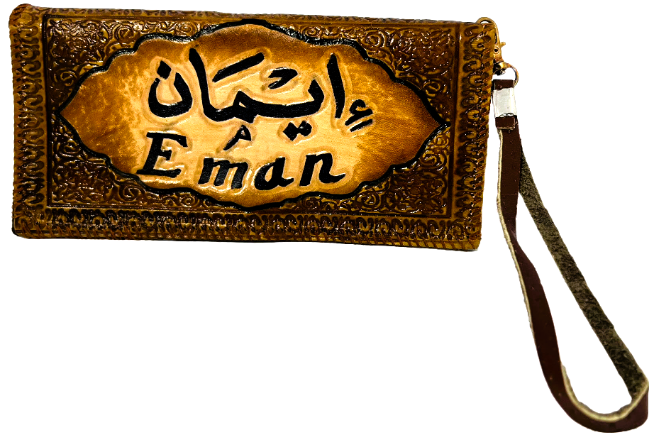 Handmade wallet for women, made from cow leather. ( Eman إيمان) جلد طبيعي