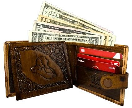 Handmade wallet for Men, made from cow leather. ( Ali عَلي )  جلد طبيعي