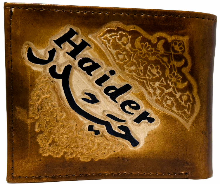Handmade wallet for men, made from cow leather. (Haider حيدر ) جلد طبيعي