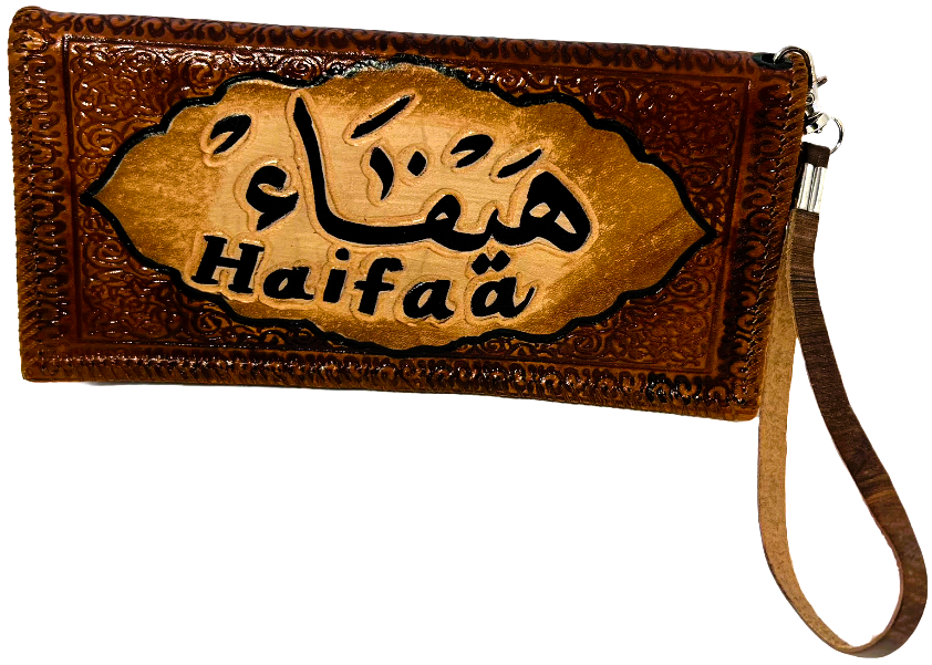 Handmade wallet for women, made from cow leather. ( Haifaa هَيفاء) جلد طبيعي