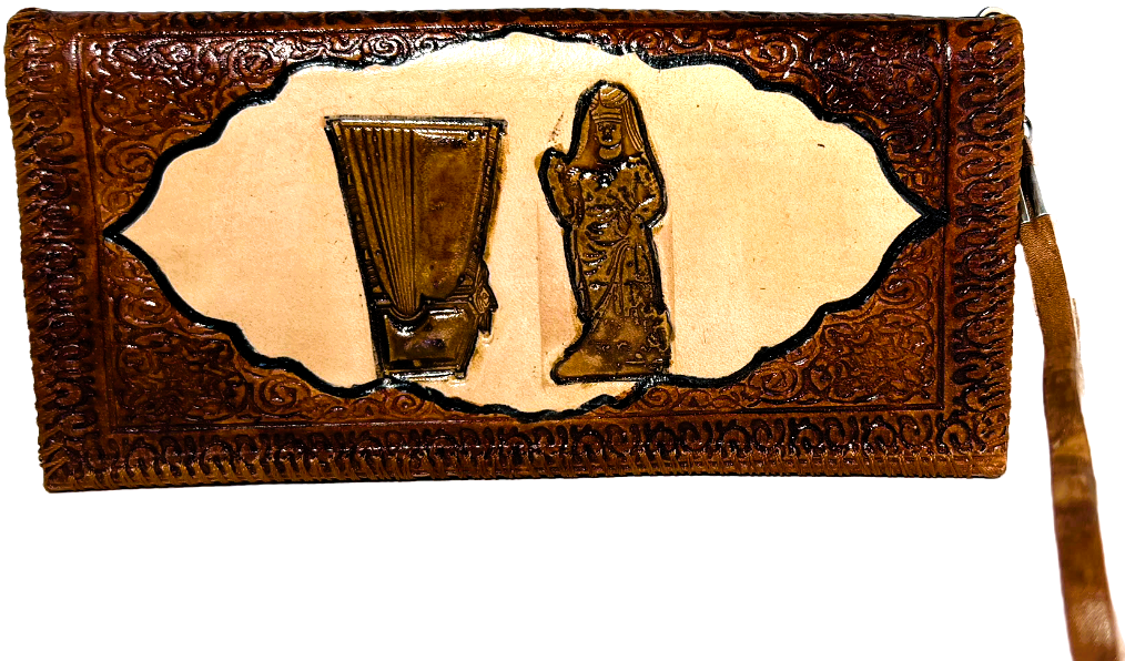 Handmade wallet for women, made from cow leather. (Harp and Hatra)  جلد طبيعي, القيثارة
