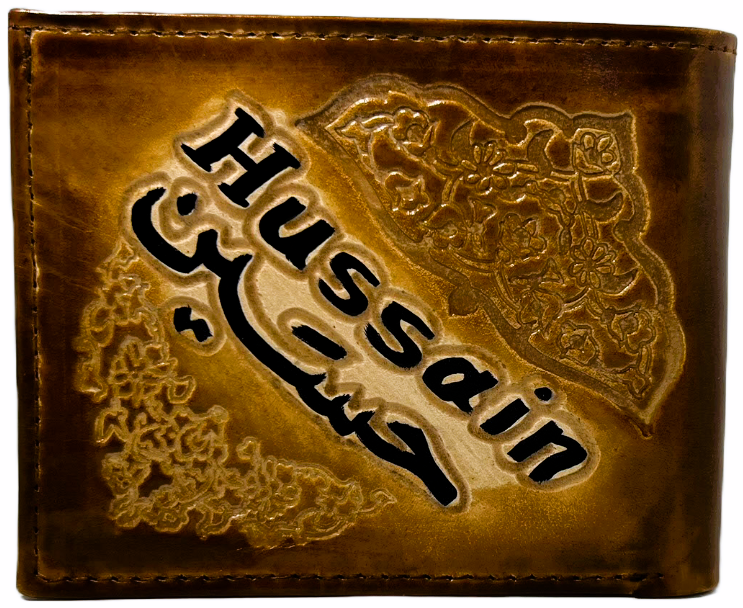 Handmade wallet for men, made from cow leather. (Hussain حُسَين ) جلد طبيعي