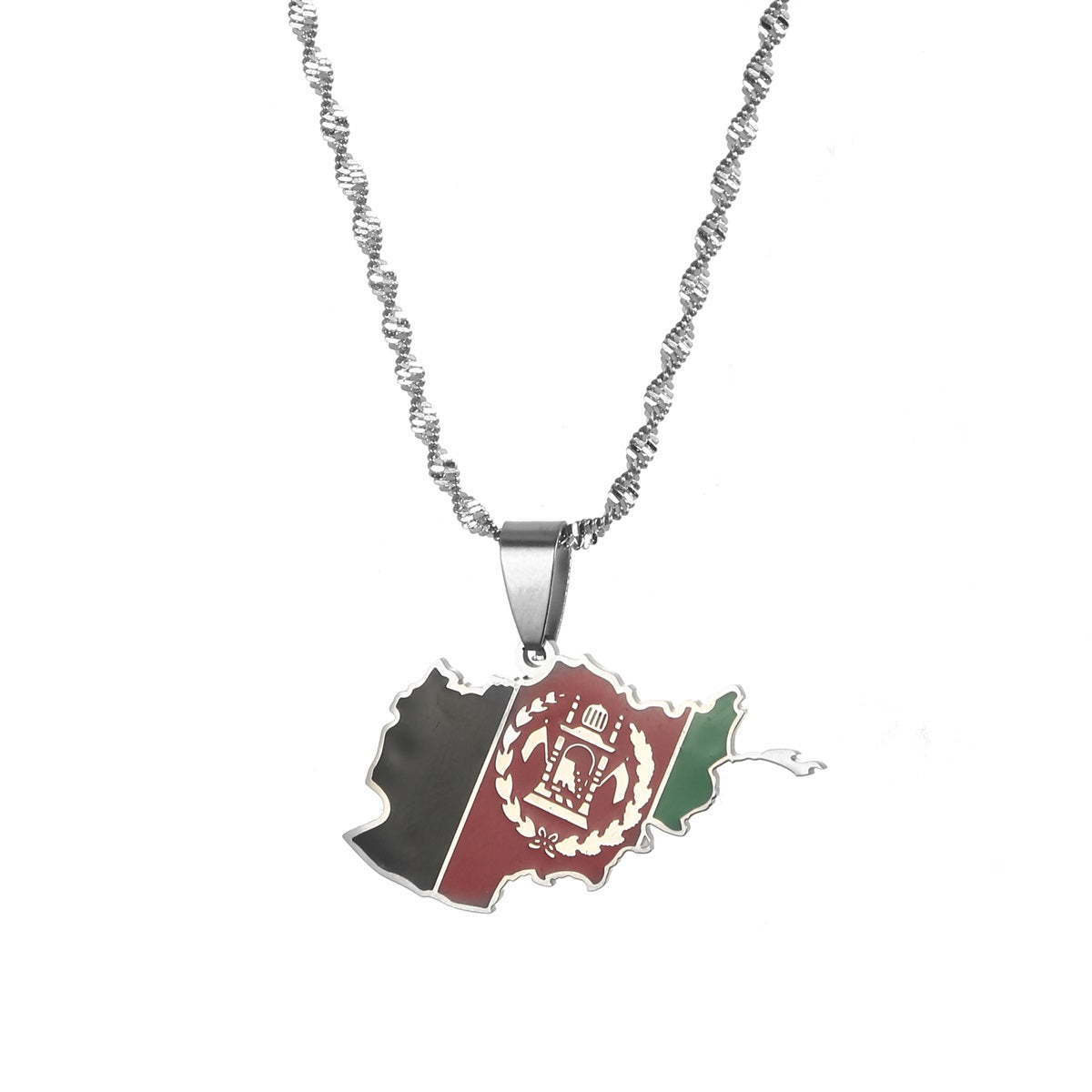 Afghanistan Map With Flag Pendant Necklaces For Women Men