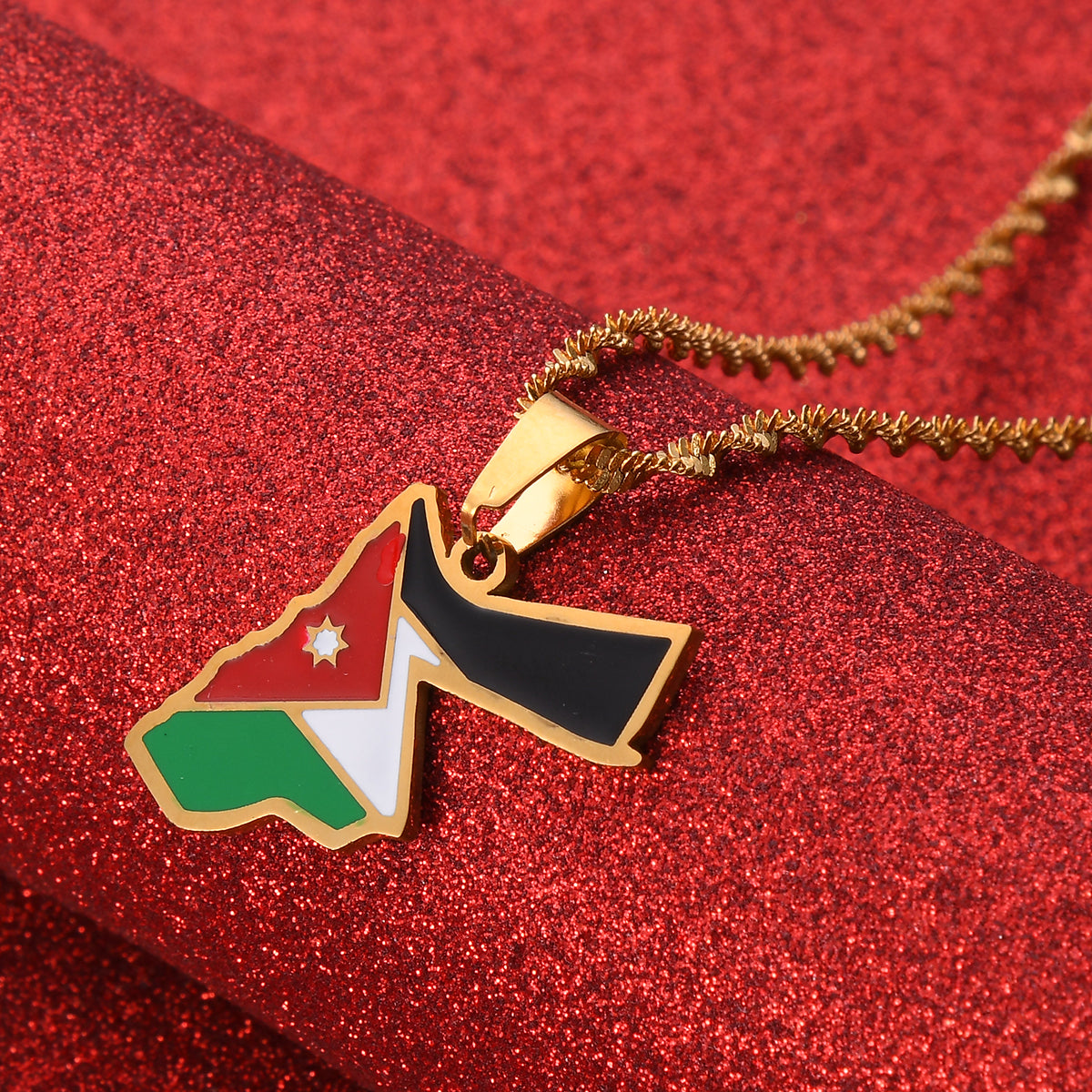 Jordan Flag and Map Necklace for Men and Women.