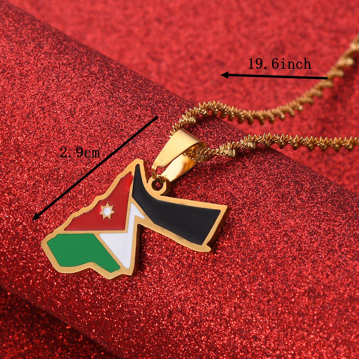 Jordan Flag and Map Necklace for Men and Women.
