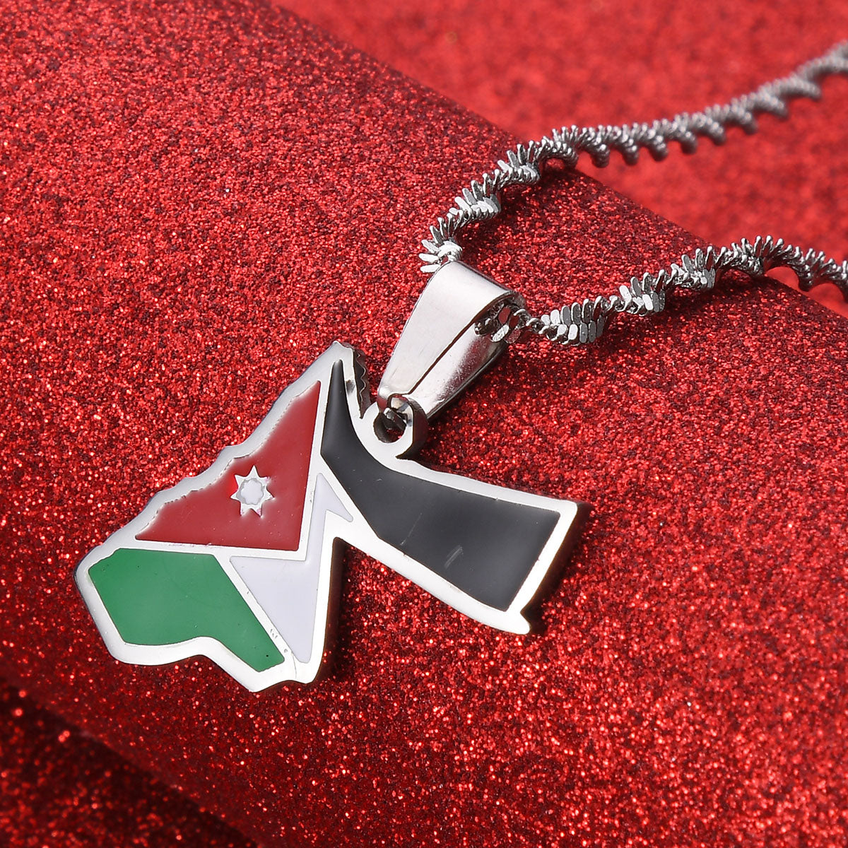 Jordan Flag and Map Necklace for Men and Women.