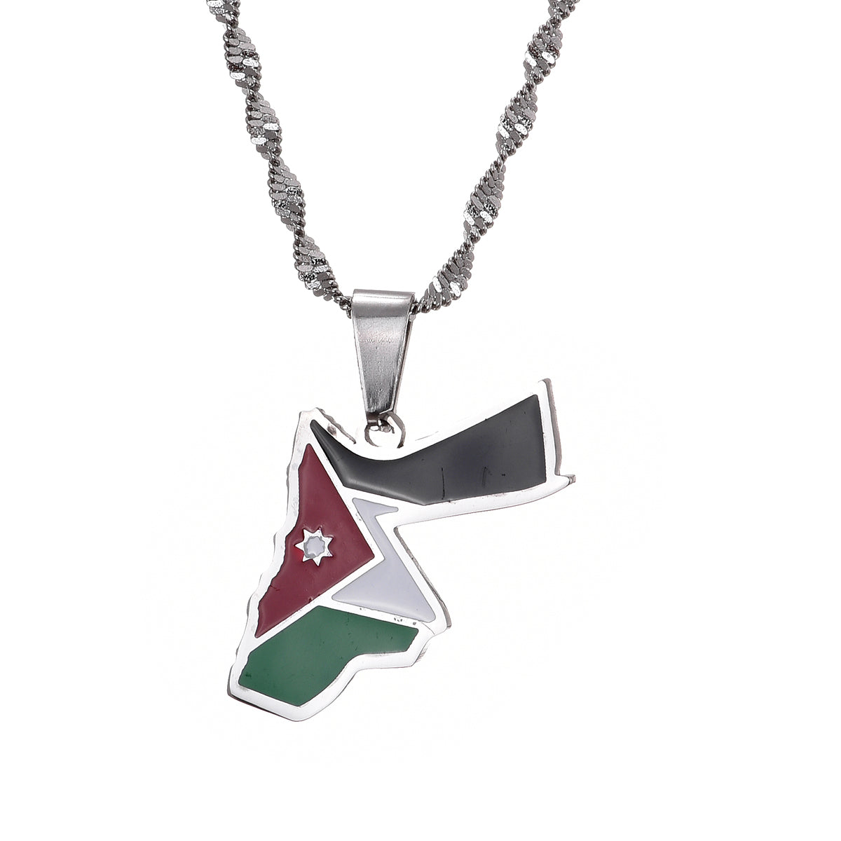 Jordan Flag and Map Necklace for Men and Women.