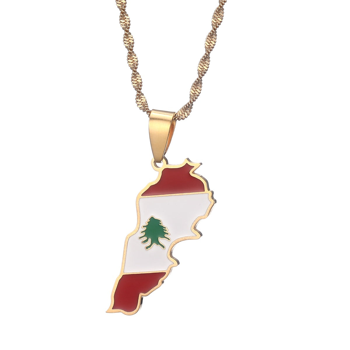Lebanon Flag and Map Necklace