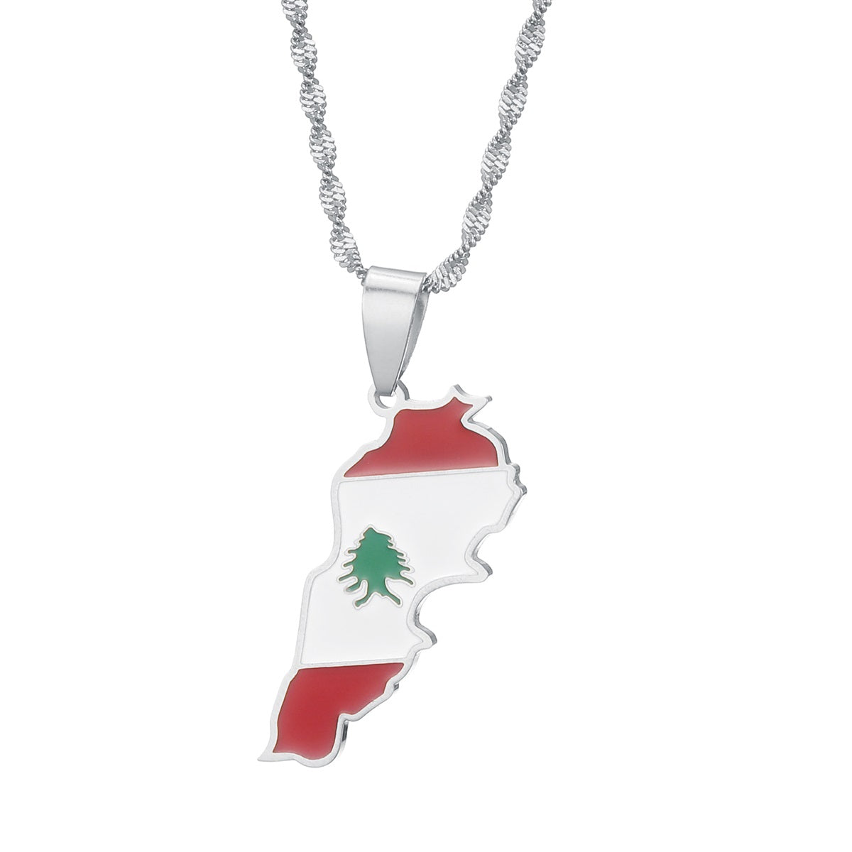 Lebanon Flag and Map Necklace