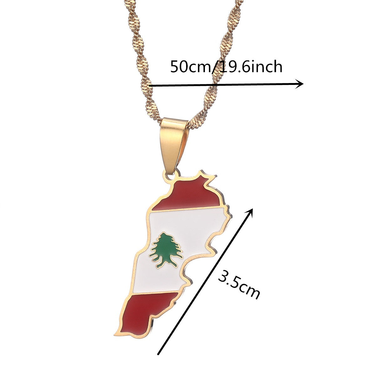 Lebanon Flag and Map Necklace