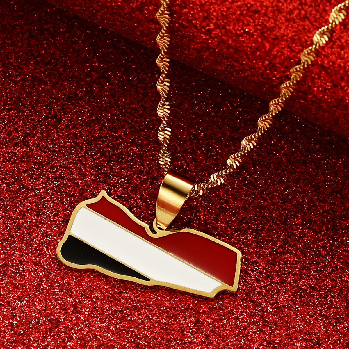 Yemen Flag and Map Necklace