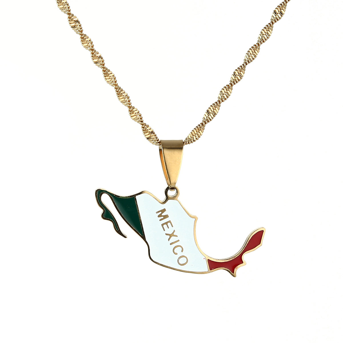 Mexico Flag and Map Necklace for Men and Women