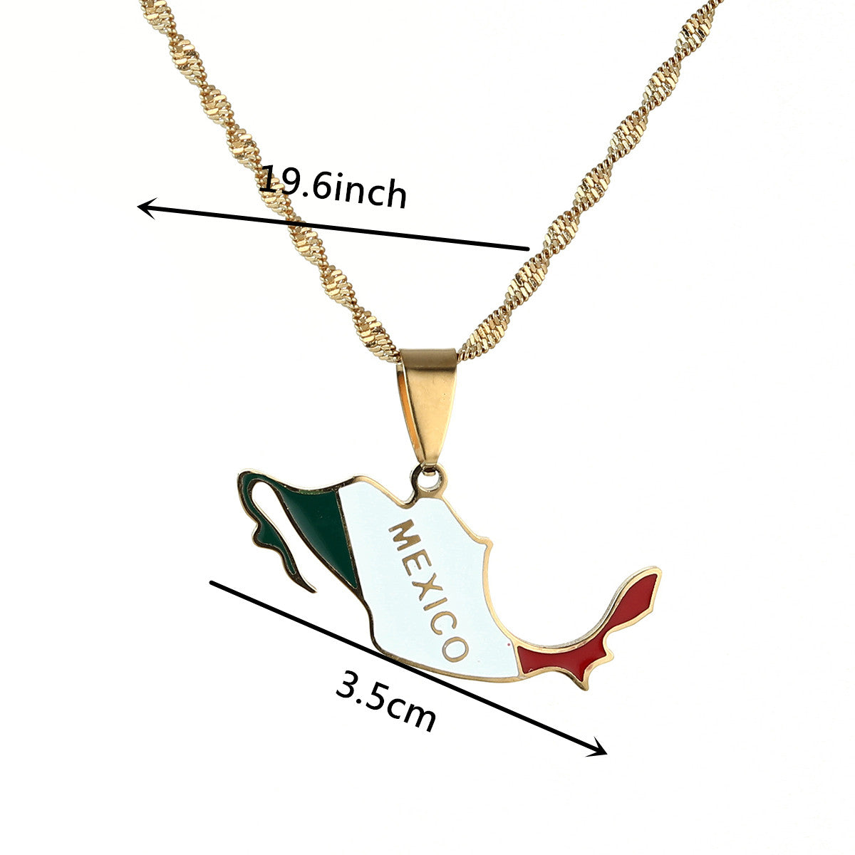 Mexico Flag and Map Necklace for Men and Women