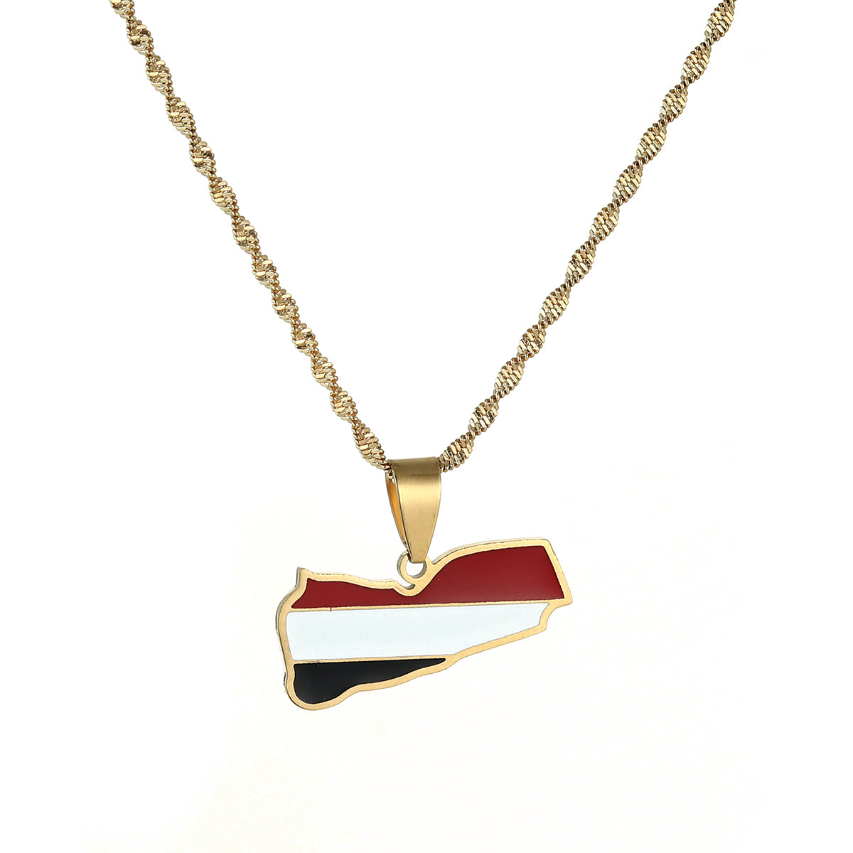 Yemen Flag and Map Necklace