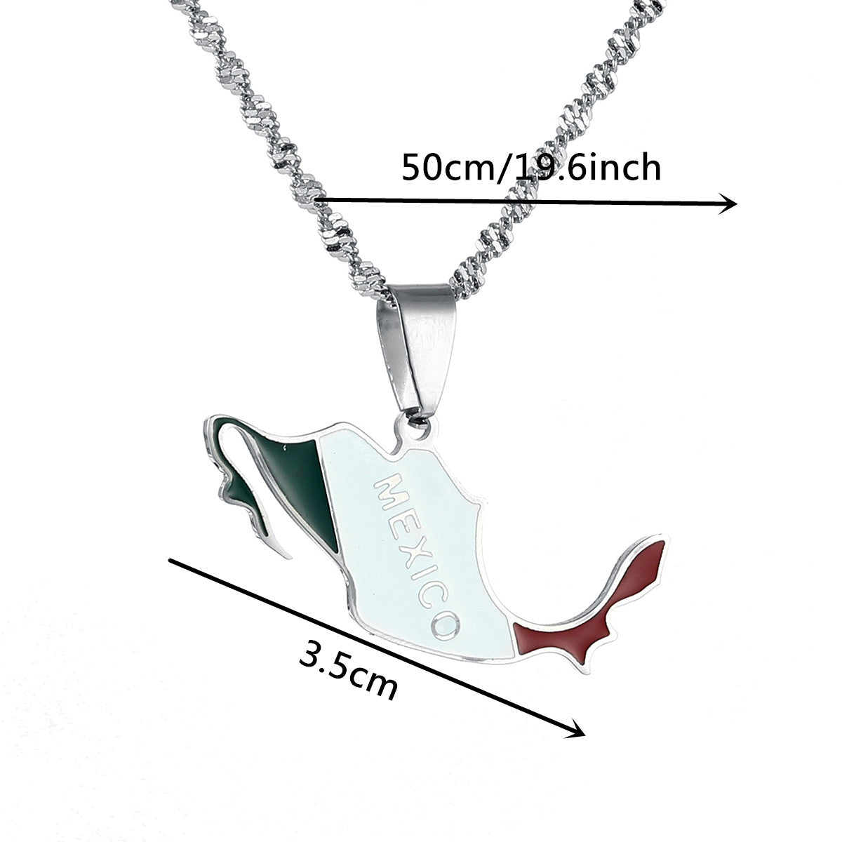 Mexico Flag and Map Necklace for Men and Women