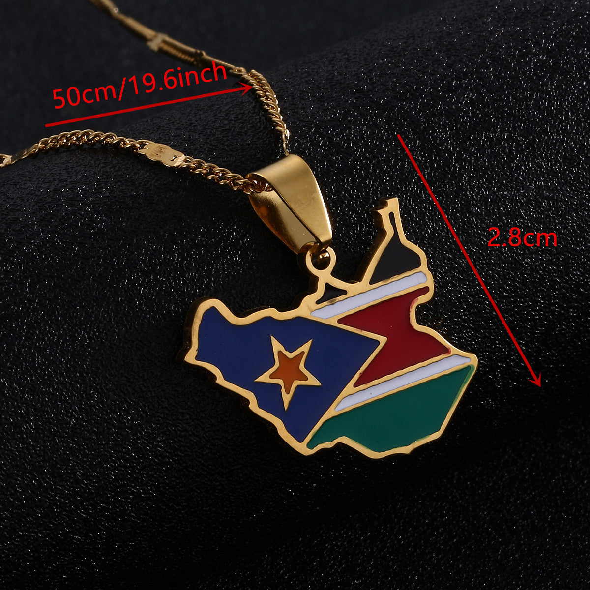 South Sudan Flag and Map Necklace for Men and Women
