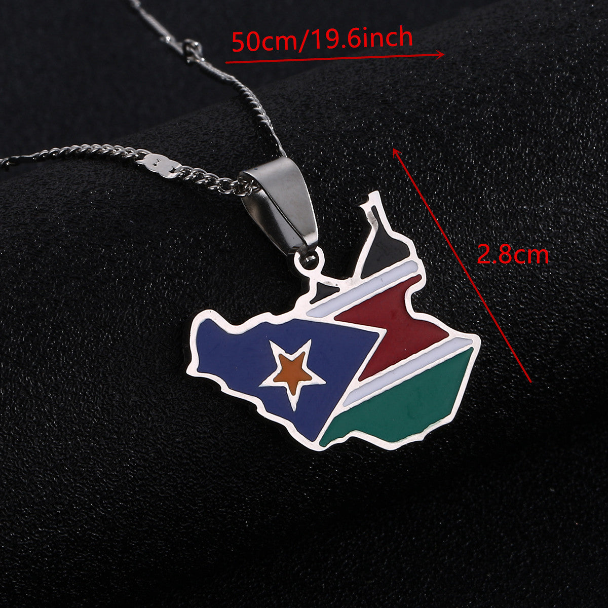 South Sudan Flag and Map Necklace for Men and Women
