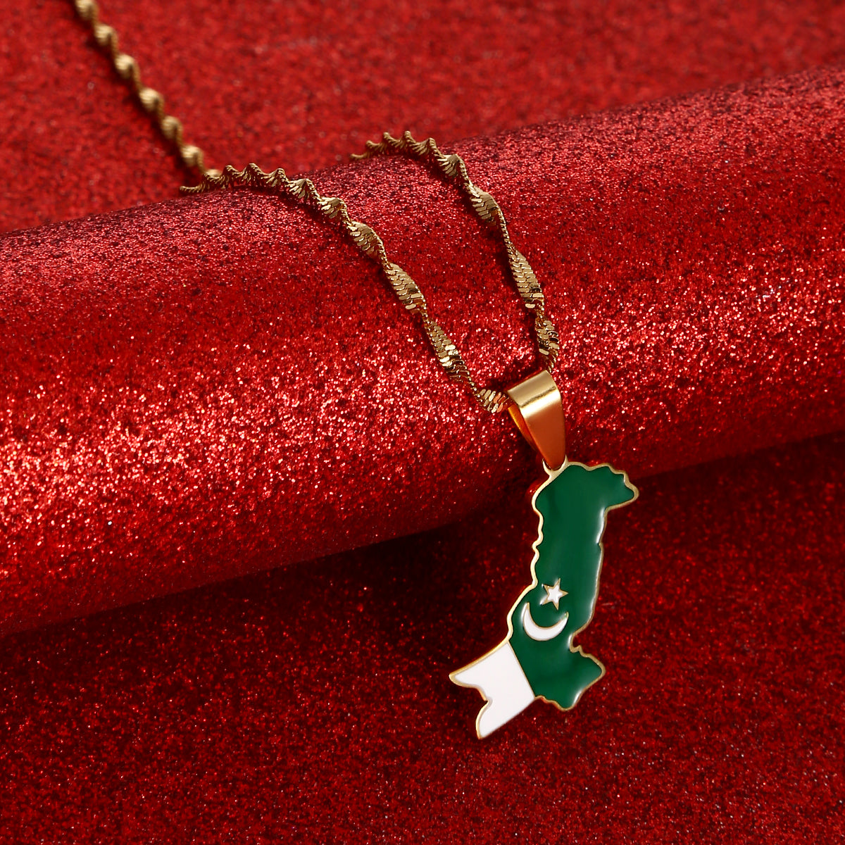 Pakistan Flag and Map Necklace for Men and Women.