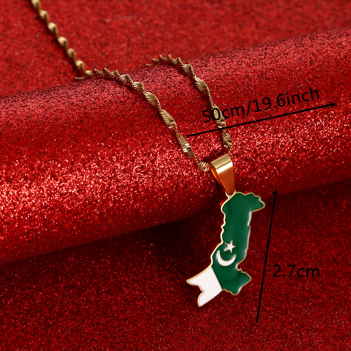 Pakistan Flag and Map Necklace for Men and Women.