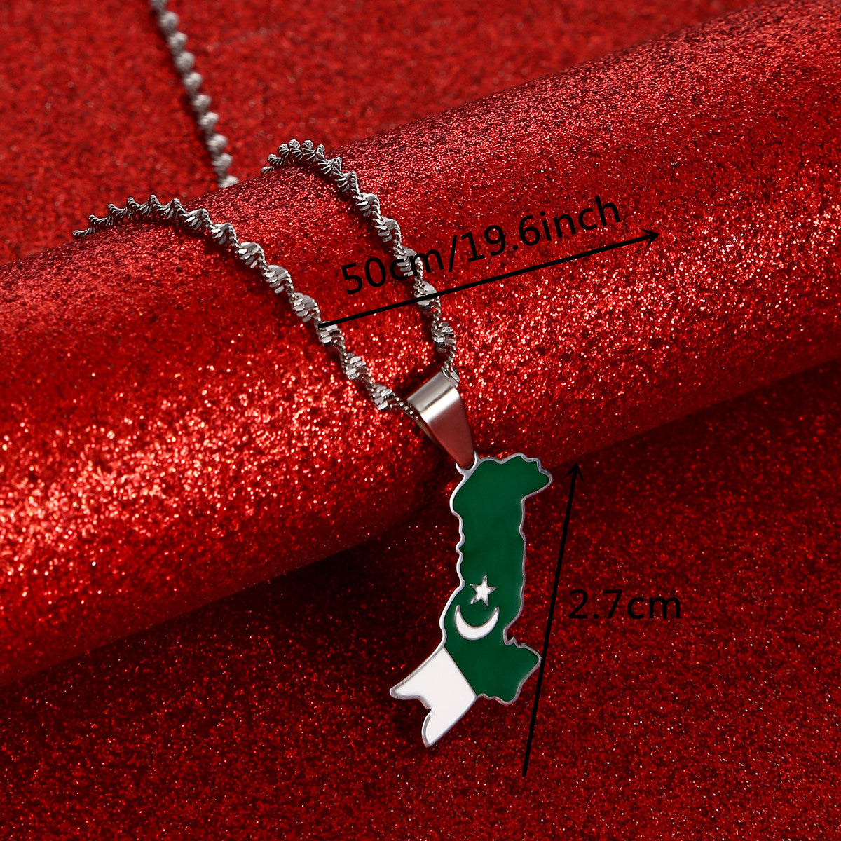 Pakistan Flag and Map Necklace for Men and Women.