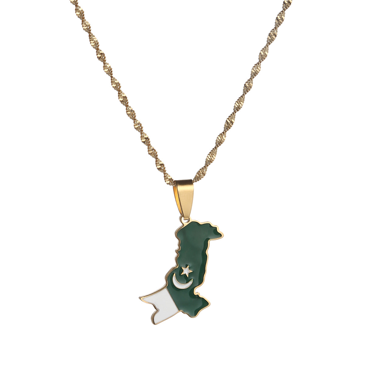 Pakistan Flag and Map Necklace for Men and Women.