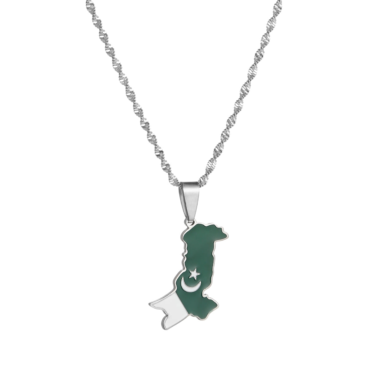 Pakistan Flag and Map Necklace for Men and Women.
