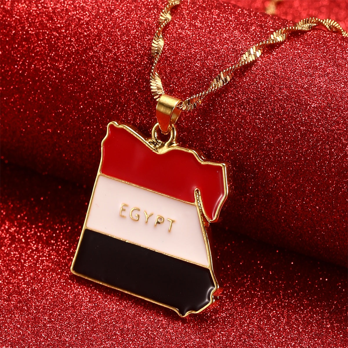 Egypt Country Map & Flag Necklace Pendant for Women/Men Gold Color Jewelry Egyptians necklaces Gifts