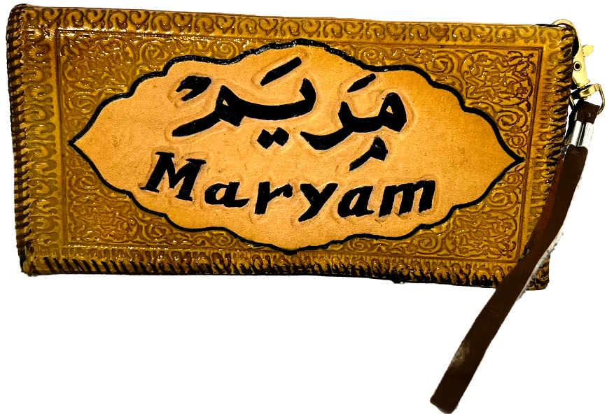 Handmade wallet for women, made from cow leather. ( Maryam مَريَم ) جلد طبيعي