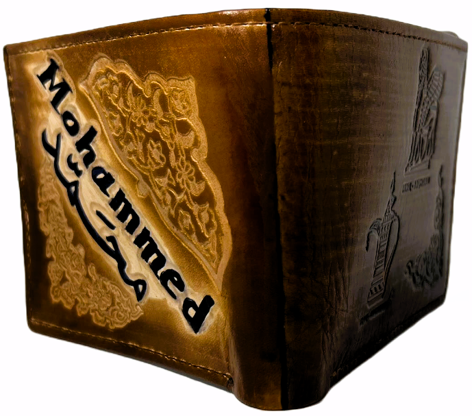 Handmade wallet for men, made from cow leather. ( Mohammed محَمَد)  جلد طبيعي