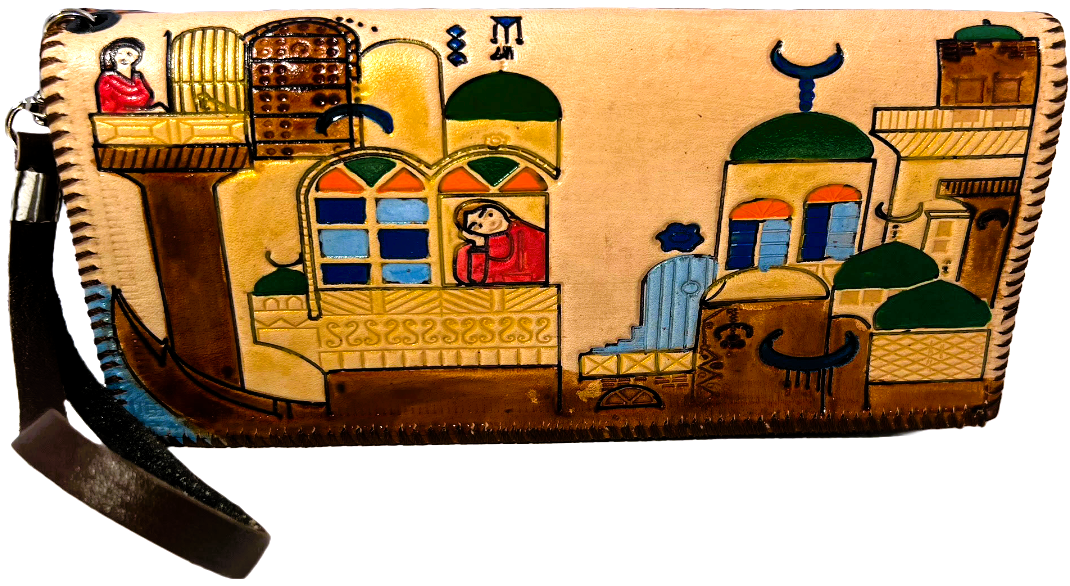 Handmade wallet for women, made from cow leather (Sawsan سوسن) جلد طبيعي