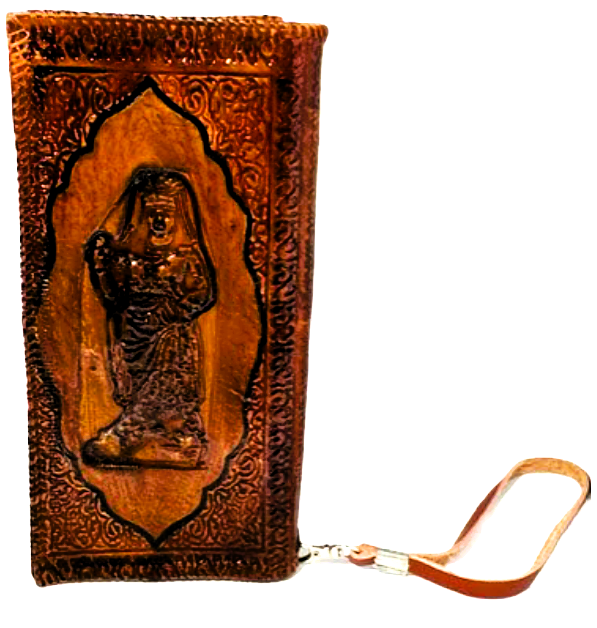 Handmade wallet for women, made from cow leather. (Queen of Hatra  ملكة الحَضر) جلد طبيعي