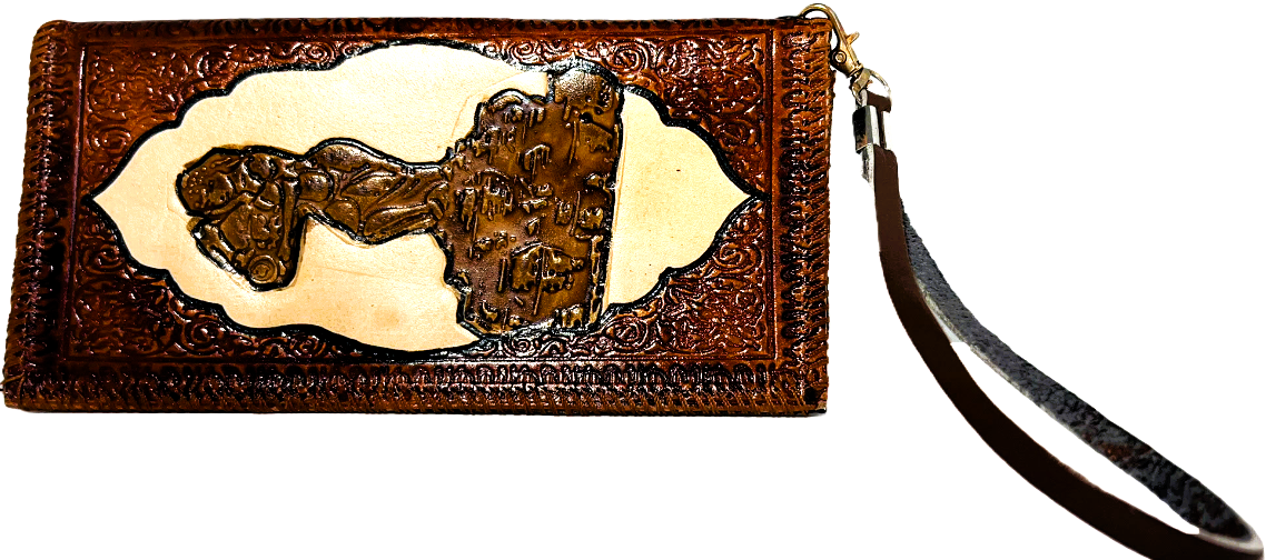 Handmade wallet for women, made from cow leather. (Kahramanah كهرمانة) جلد طبيعي