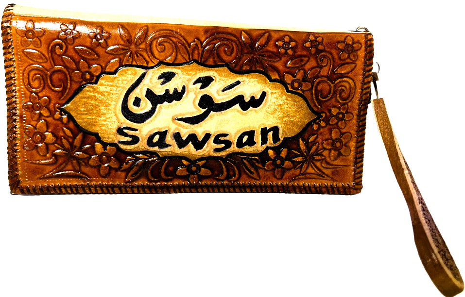 Handmade wallet for women, made from cow leather (Sawsan سوسن) جلد طبيعي