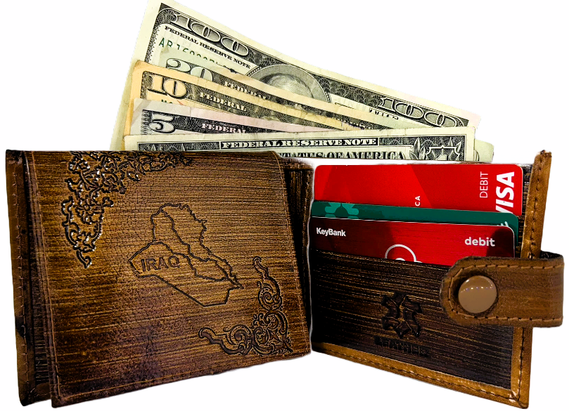 Handmade wallet for men, made from cow leather. (Raad رَعَد ) جلد طبيعي