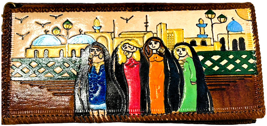 Handmade wallet for women, made from cow leather. (Harp  القيثارة) جلد طبيعي