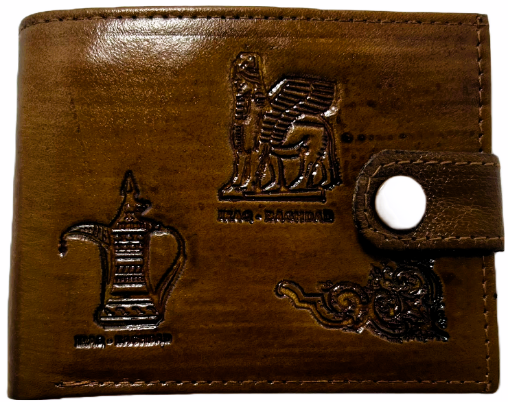 Handmade wallet for men, made from cow leather. (Raad رَعَد ) جلد طبيعي