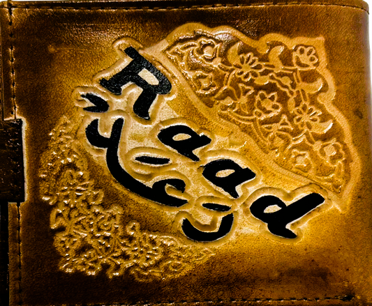 Handmade wallet for men, made from cow leather. (Raad رَعَد )  جلد طبيعي