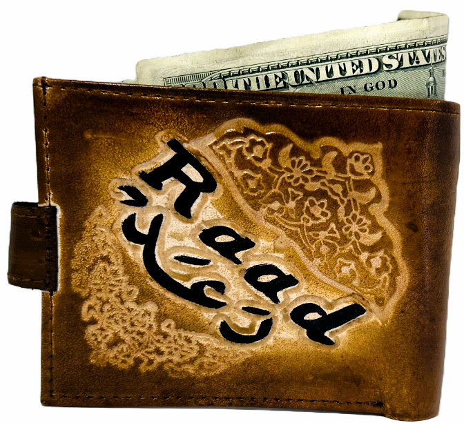 Handmade wallet for men, made from cow leather. (Raad رَعَد ) جلد طبيعي