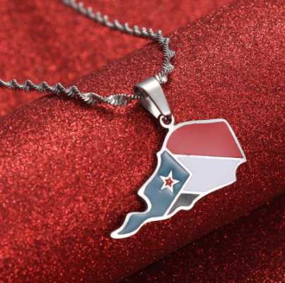 Flag map Necklace of South Yemen