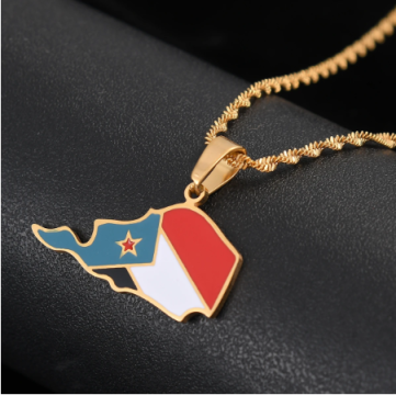 Flag map Necklace of South Yemen