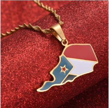 Flag map Necklace of South Yemen