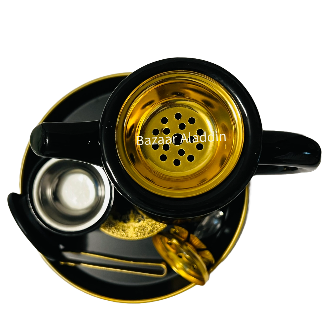 Incense Burners Shaped Like a Dallah with a Glass Finish and Metal Base
